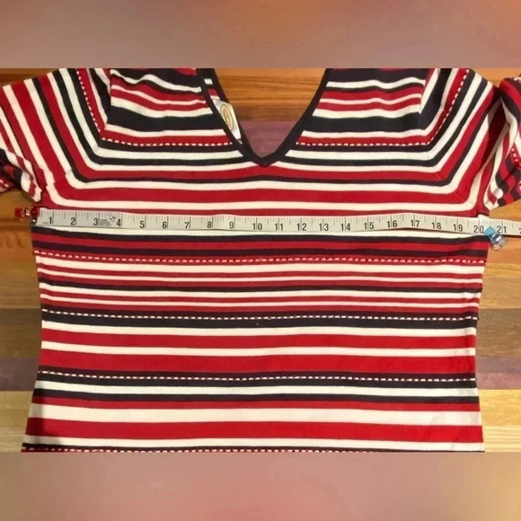 Talbots Red, White, and Blue Beaded Striped Sweater, size L - Picture 7 of 7